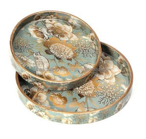 Set de 2 plateaux de service ronds en bois par Artisan Craft - Product Image 4