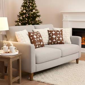 SOGA 5PC Retro Geometric Circle and <b>Cream</b> Pom-Pom Grid Pillow Cover <b>Set</b> Stylish <b>Sofa</b> Decor for Living Room - Product Image 6