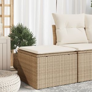 Taburete de Jardín de Poliratán Beige Resistente a los Rayos UV, Cómodas Sillas de Jardín - Product Image 1