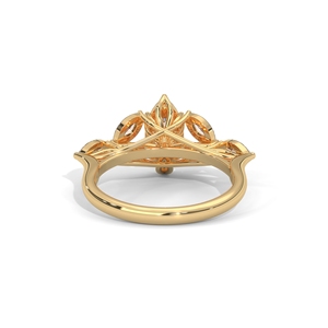 Gold Marquise Cut Diamond <b>Ring</b> Oval and Round Bridal Jewelry <b>Statement</b> Band for Wedding - Product Image 4
