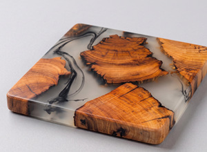 Sous-verres personnalisés en résine époxy et bois, carrés et ronds, sans support - Product Image 3