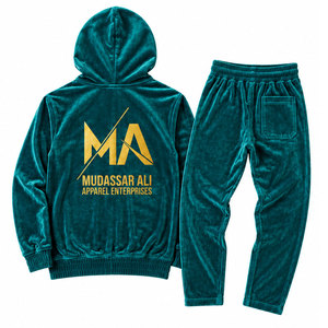 Mudassar for Apparel Enterprises <b>Men's</b> Vintage <b>Navy</b> Blue Hooded Tracksuit Set 100% Polyester 340gsm Lightweight Full Length - Product Image 6