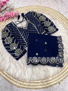 Exclusivo Saree de Georgette de Diseñador, Blusa Elegante, Estilo Étnico Moderno, Última Tendencia, Vestido de Novia Indio, Modesto, para Fiestas, para Mujeres y Niñas - Product Image 3