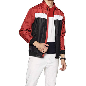 Chaqueta Bomber Roja y Negra para Hombre, Rellena de Plumón, Cuello Alto, Mangas Largas, Diseño de Bloques de Color, Ropa de Abrigo Informal de Invierno para Senderismo - Product Image 4