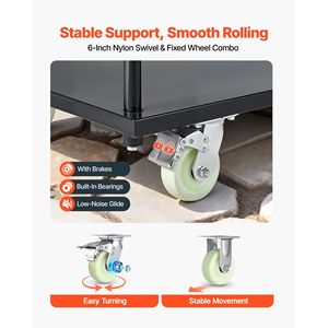 Carretilla de Plataforma Resistente con Capacidad para 2000 Libras, Carro de Plataforma Industrial de Acero con Ruedas Giratorias y Asa - Product Image 6