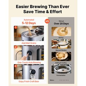 Máquina para Elaborar Cerveza Casera Eléctrica de 1500W, 3.43 Galones, Dispositivo Automático de Maceración y Ebullición, Acero Inoxidable 304, Todo en Uno - Product Image 3