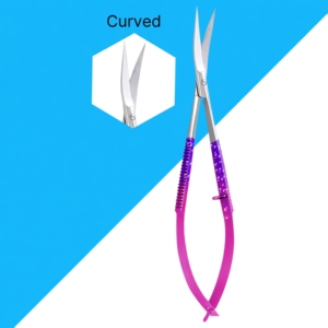 Ciseaux à ressort incurvés en acier VG10 japonais HARBOR INDUSTRY, manche violet rose ombré, lame tranchante, ciseaux pour la coupe des sourcils et des cils - Product Image 2
