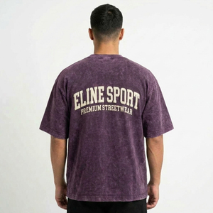 Camiseta Oversize de Hombre con Estampado Tie-Dye, Manga Corta, Cuello Redondo, Casual, de Algodón, Color Liso Morado, con Hombros Caídos - Product Image 2