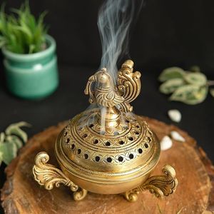 Quemador de Incienso Metálico Decorativo Vintage S H INC. Modelo IB-125 con Grabado Artístico Premium para Uso Religioso, Incienso Indio - Product Image 1