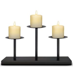 Wholesale Nordic 3-Arm Matte <b>Black</b> Metal Candle Holder Luxury Pillar <b>Candlestick</b> Centerpiece for Wedding Home Table Decor Stand - Product Image 1