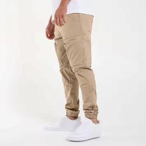 Pantalon cargo noir confortable pour homme, coupe droite, poches fonctionnelles, style décontracté, teint uni, taille moyenne, fournisseur OEM personnalisé - Product Image 2