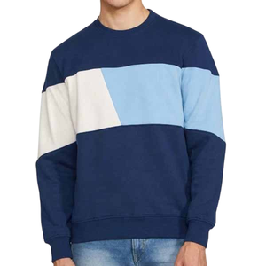 Sweat-shirt à col rond pour homme, design personnalisé, color-block, coupe classique, en coton tricoté, teinture unie, écologique, automne - Product Image 1