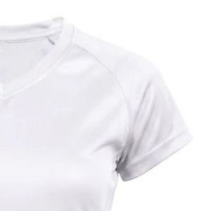 T-shirt blanc à manches courtes et col en V pour femme, basique, décontracté, coupe ajustée, uni, léger, haut de tous les jours, vêtements de mode féminine, été - Product Image 3