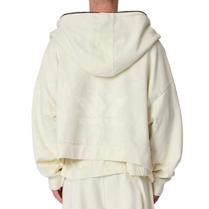 Sudadera con Capucha Unisex, Cierre de Cremallera, Color Sólido, Informal, Corte Regular, Tejido de Algodón y Fibra de Bambú, Resistente al Viento, para Otoño - Product Image 3