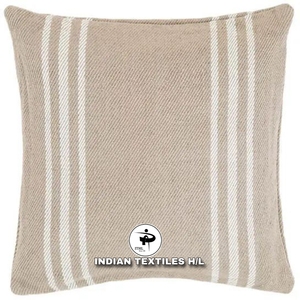 <b>INDIAN</b> TEXTILES H/L Striped Square <b>Throw</b> Pillow Woven Textile Minimalist Design Hand Washable Decorative Cushion Cover - Product Image 1