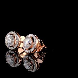 Pendientes de oro rosa de 14 quilates con diamantes cultivados en laboratorio de 2,40 quilates, joyería elegante para fiesta de aniversario de boda, regalo para mujer - Product Image 1