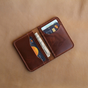 Porte-cartes en cuir véritable sur mesure, fin et minimaliste, pour homme, fait main, mini étui pour cartes de crédit, fournisseur d'usine - Product Image 4