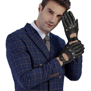 Men's Genuine Lambskin Leather Driving <b>Gloves</b> Unlined and <b>Touchscreen</b>-enabled in Black Brown-Factory Wholesale for Outdoor Use - Product Image 3