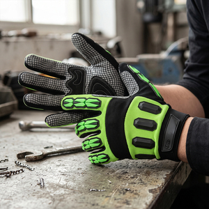 Gants de sécurité industriels résistants à la chaleur, en cuir synthétique, avec dos en mousse quadri-directionnelle, sangle en TPR, pour mécaniciens - Product Image 5