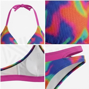 Ensemble de bikini tie-dye pour femme North Approach, haut triangulaire à col halter, bas échancré, imprimé dégradé, maillot de bain - Product Image 4
