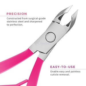 Cortacutículas con mango recubierto de rosa, con empujador y estuche, juego de herramientas de manicura profesionales de acero inoxidable para el cuidado de la belleza - Product Image 3