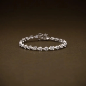 Pulsera de tenis con 25 diamantes de corte pera cultivados en laboratorio para mujer, certificada por IGI, oro de 14K, elegante joya para bodas y fiestas, regalo. - Product Image 1