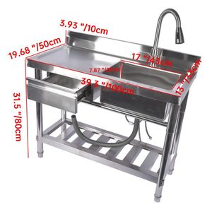 Lavello Commerciale Indipendente per Cucina Professionale 99,8 cm (39,3 pollici) con Lavello Destro, Fabbricazione in Acciaio Inossidabile con Cassetto e Rubinetto Estraibile - Product Image 4
