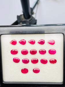 Collection de rubis naturels de qualité AAA, 21,40 carats, pierres précieuses chauffées, qualité supérieure, couleur rouge premium, lueur excellente, taille ovale, poire, mixte - Product Image 4
