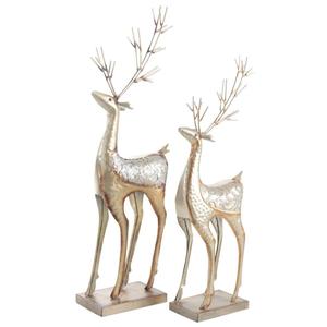 Sculpture en métal Famille de cerfs dorés sur base en bois, décoration de table de Noël moderne, figurine, articles cadeaux, accents faits à la main, décoration intérieure - Product Image 4