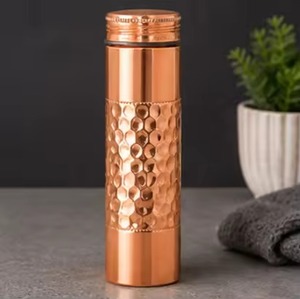 Copper Water <b>Bottle</b> With Bohemian Pattern Portable Travel <b>Flask</b> With Lid Modern Design - Product Image 2