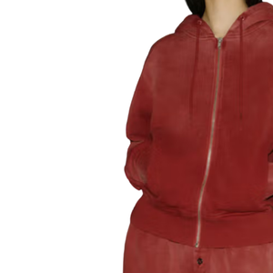 Custom Women's <b>Cropped</b> Full <b>Zip</b> Hoodie Vintage Washed Cotton Fleece Casual Streetwear OEM ODM Premium Sweatshirt - Product Image 5