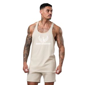 Mens Beige <b>Stringer</b> Jersey <b>Vest</b> Gym Tank Top Athletic Sleeveless Workout Shirt Fitness Bodybuilding Apparel - Product Image 1