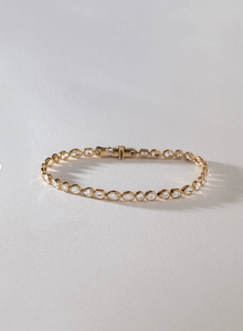 AMBER JEWELS - Brazalete de Oro Sólido de 14K Clásico con Corte Brillante Redondo y Certificado IGI T-2635, Diseño de Cadena de Eslabones para Boda, Unisex - Product Image 4