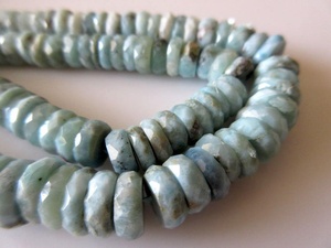Perles de pierres précieuses naturelles Larimar Tyre Rondelle pour la fabrication de bijoux, fil de pierres en vrac de haute qualité - Product Image 3
