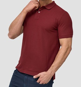 Chemise à manches courtes pour homme, couleur bordeaux, 100% coton piqué, tricotée, décontractée, couleur unie, respirante, séchage rapide, 240 grammes, service OEM - Product Image 5