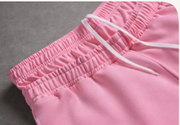 Men s Pink High Waist Drawstring Casual Knitted Shorts Solid Color Comfortable Fit Style Men s Classic Streetwear Shorts - Product Image 3