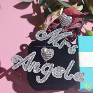 Hip Hop Personalized <b>Name</b> Necklace Iced Out Script Pendant Bling <b>Chain</b> Jewelry For Women Men - Product Image 1