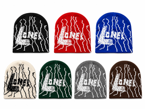 Gorro de Punto Jacquard Rojo Personalizado con Diseño Gráfico, Estilo Urbano Y2K, Patrón de Rayos, Gorro de Calavera, Gorro de Invierno Unisex, Gorro de Punto Cálido - Product Image 6
