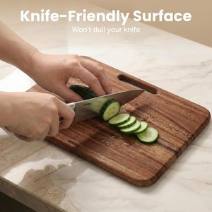 Solid Walnut Wood Cutting Board Set Double Sided Kitchen Tool Heavy Duty Chopping Blocks with Comfort Handle - Product Image 4