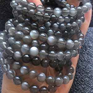 Perles de pierre de lune grise naturelle, perles rondes en vrac pour la fabrication de bijoux, bracelet, collier, artisanat DIY - Product Image 2