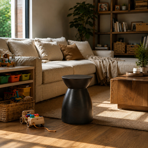 Premium <b>High</b> Quality Black Finish Solid Suar Wood Handmade Multi-Function Hourglass Modern Living Room Accent <b>Stool</b> Side <b>Table</b> - Product Image 5
