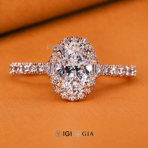 <b>Unique</b> Oval Diamond Halo Engagement Ring, 1.49 TW Oval Lab Grown Diamond Ring, Wedding Ring, Propose Ring, Diamond Ring <b>for</b> <b>Her</b> - Product Image 5