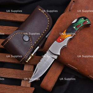 Couteaux pliants à lame droite en acier Damas à pointe clip, manche en bois, personnalisables OEM/ODM, vente chaude, directement de l'usine, EDC - Product Image 3