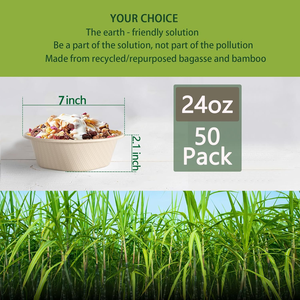 Bols en papier jetables robustes au design moderne pour les fêtes, en bagasse naturelle, pour soupes chaudes, salades, desserts et plus, sans BPA - Product Image 5