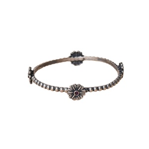 Exhibiting Highest Standard Quality Best in Supplying Floral Motif Oxidised Silver <b>Ruby</b> Stone Studded Girls Ethnic Wear Bangles - Product Image 1