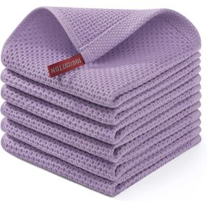 Paquete de 6 Paños de Cocina Ultra Suaves de Algodón 100% con Tejido Waffle, 12 x 12 Pulgadas, de Secado Rápido y Absorbentes, Color Lavanda - Product Image 1