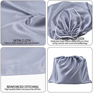 Pochette en satin de qualité supérieure avec cordon de serrage pour extensions de cheveux, perruques, cosmétiques et emballages de bijoux, fabricant direct d'usine - Product Image 3