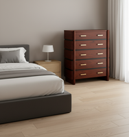 Cadre de lit moderne en bois de manguier éco-responsable à 5 tiroirs, fabriqué à la main, qualité supérieure, mobilier de chambre à coucher, exportation en gros
