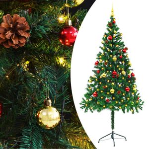 Albero di Natale Pre-illuminato artificiale da 6 piedi verde con palline - Product Image 1