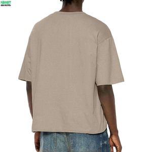 เสื้อยืดทรงบ็อกซี่ผ้าหนาเย็บตะเข็บตัดกันสำหรับผู้ชาย สไตล์ลำลอง ไหล่ตก แต่งแผงดีเทล สตรีทแวร์ ทรงหลวม เรียบง่าย - Product Image 5